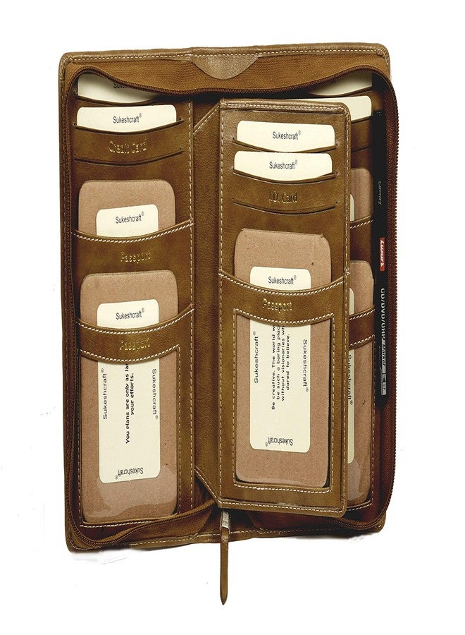 Sukeshcraft Unisex 6 Passports 3 Credit 3 I.D. 6 Shopping Card Holder (2TonBrown)) - Image 3